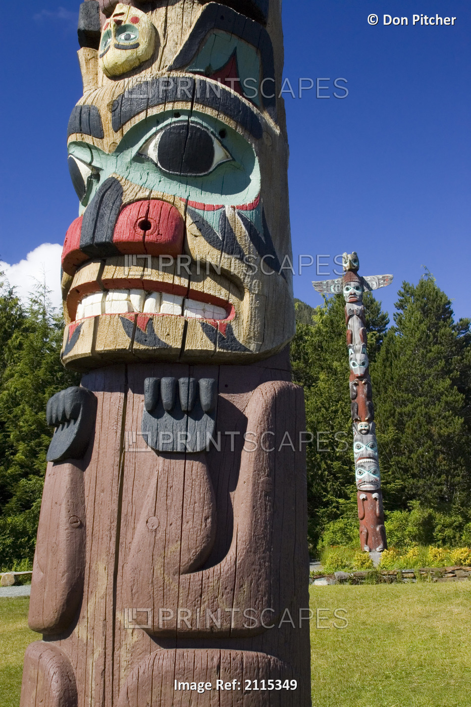 Totem Poles @ Saxman Village Near Ketchikan Alaska Southeast Summer Tongass ...
