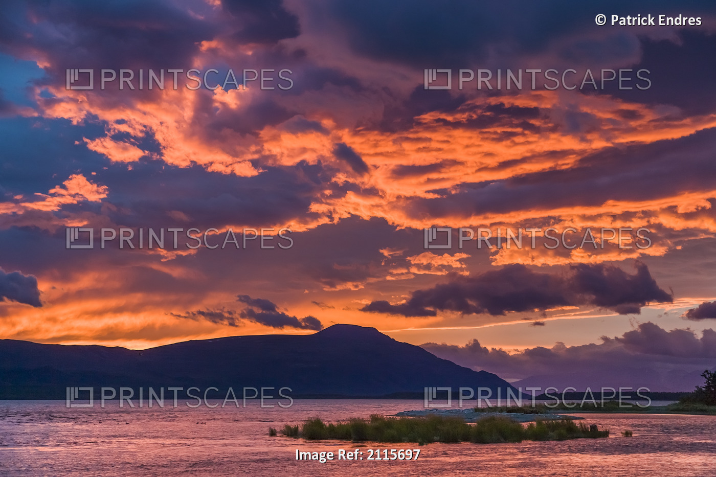 Colorful Morning Sunrise Over The Brooks River And Naknek Lake, Katmai National ...