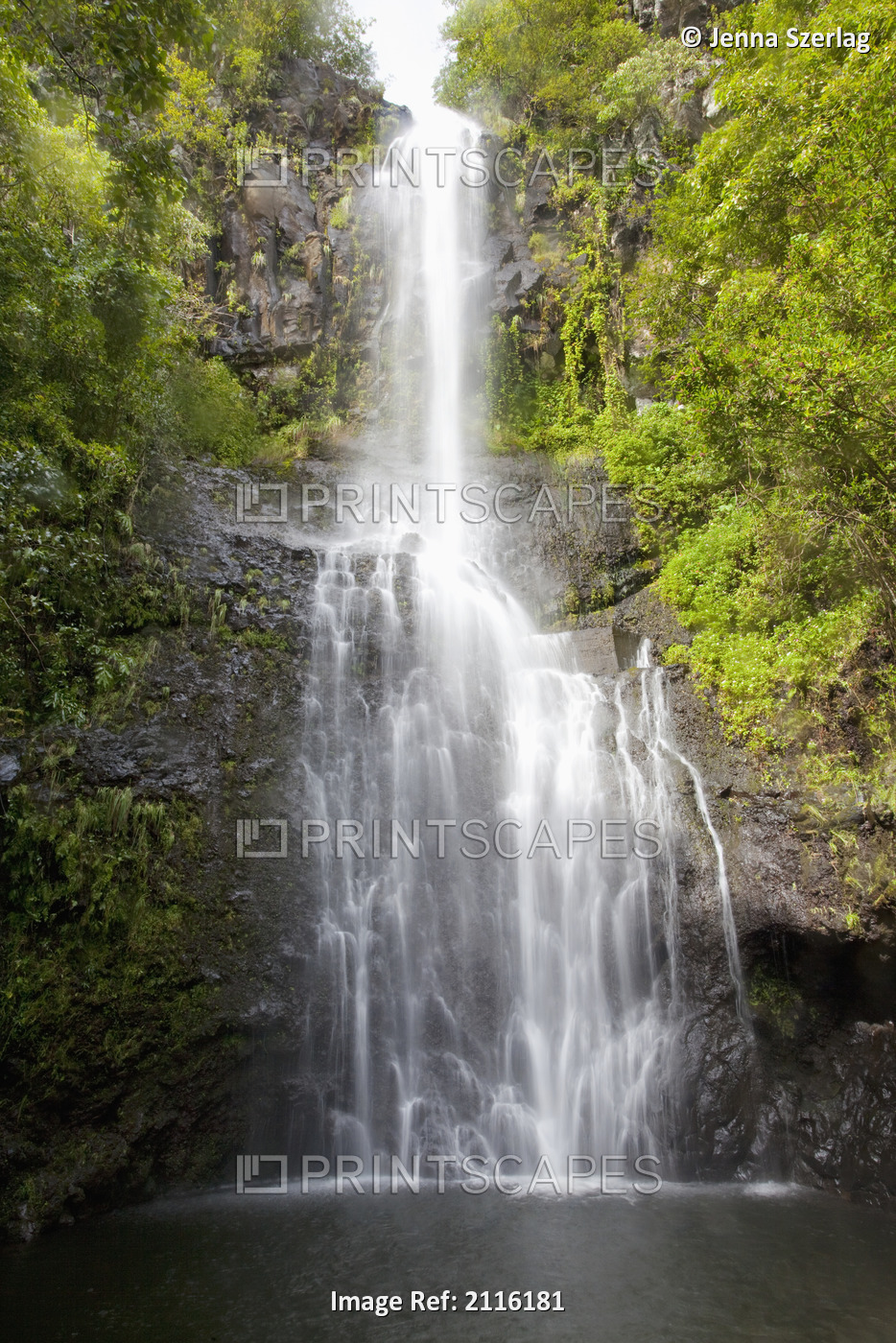 Hawaii, Maui, Hana, Close up of Wailua Falls.