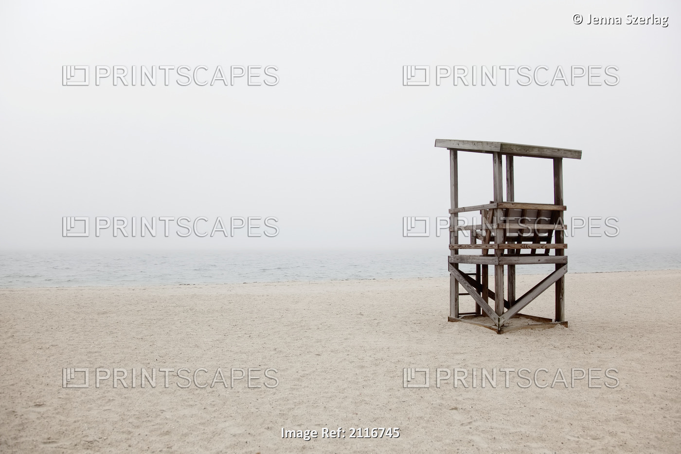New England, Massachusetts, Cape Cod, Abandoned lifeguard station on beach.