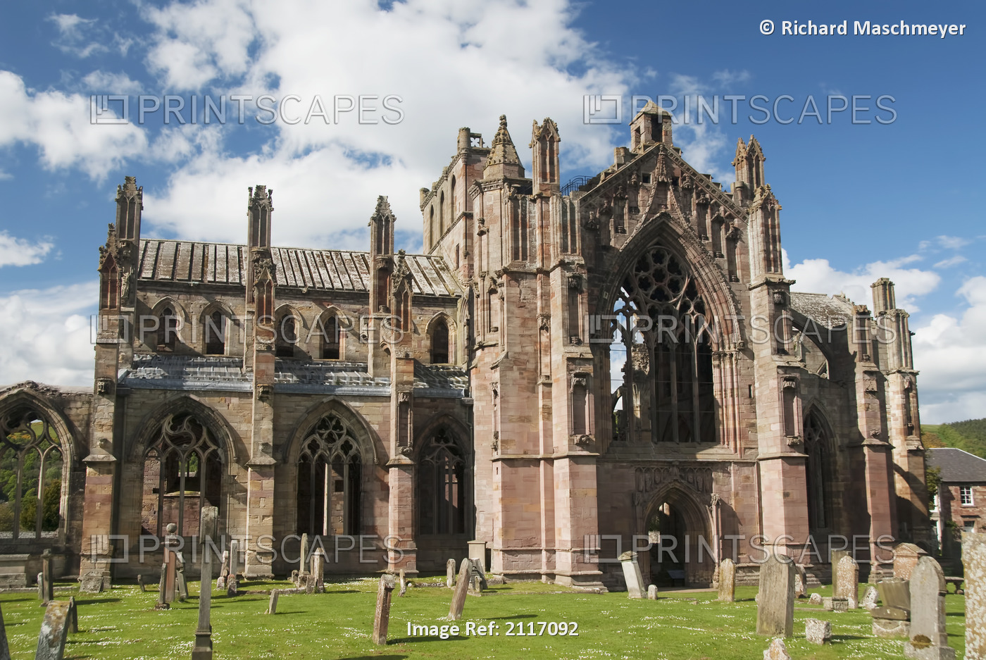 United Kingdom, Scotland, Melrose, Ruins of the Melrose Abbey, Founded by monks ...