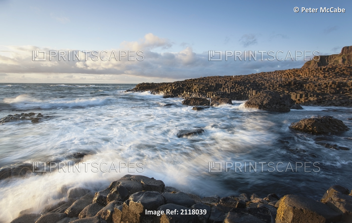 Sunset Over The Giant's Causeway A Unesco World Heritage Site; Country Antrim ...