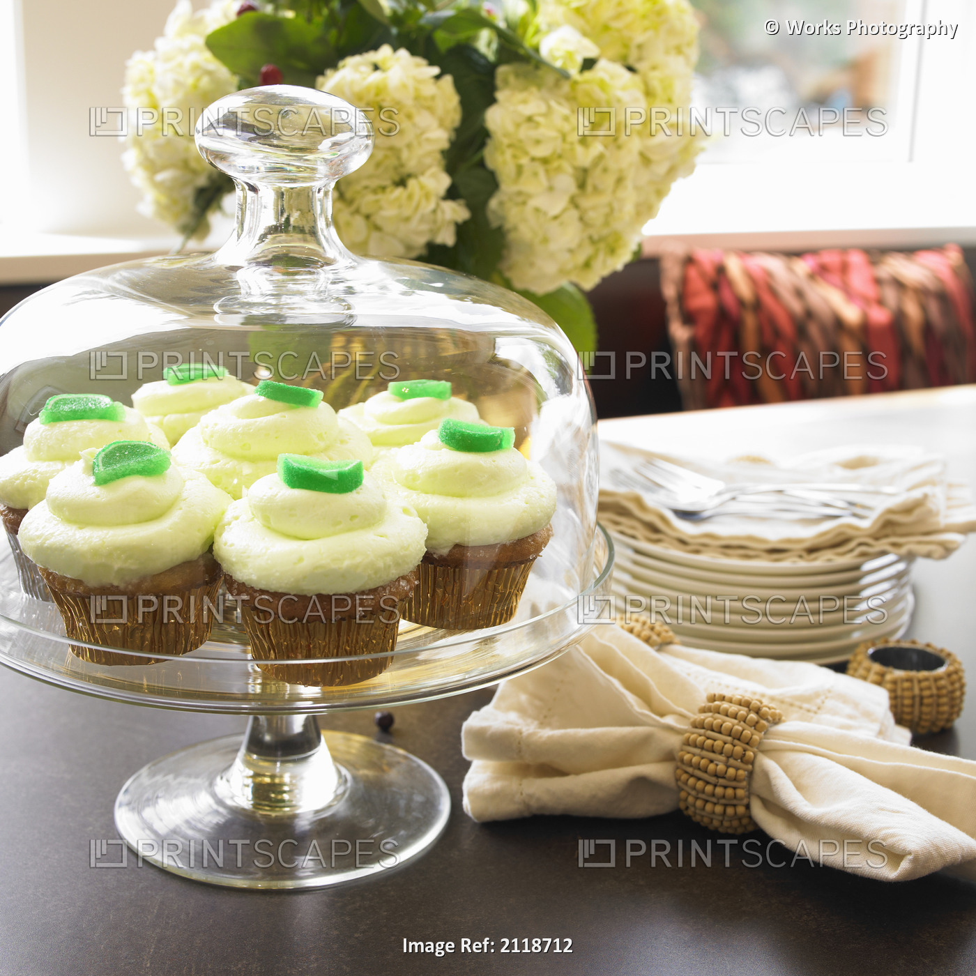 Cake Plate With Lime Cupcakes; Victoria Vancouver Island British Columbia Canada