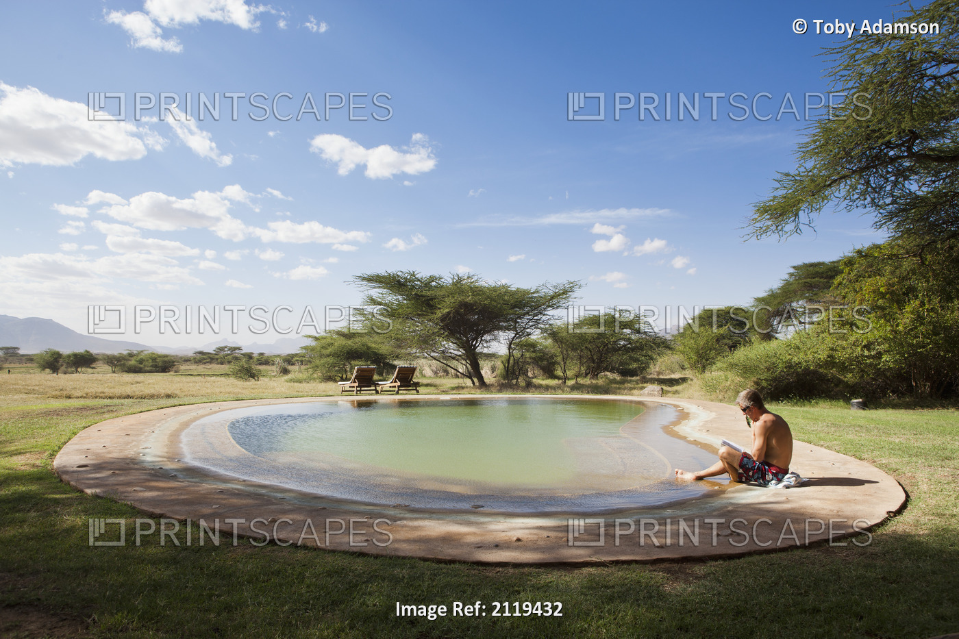 Kenya, Swimming pool at luxurious Joy's Camp; Shaba National Reserve