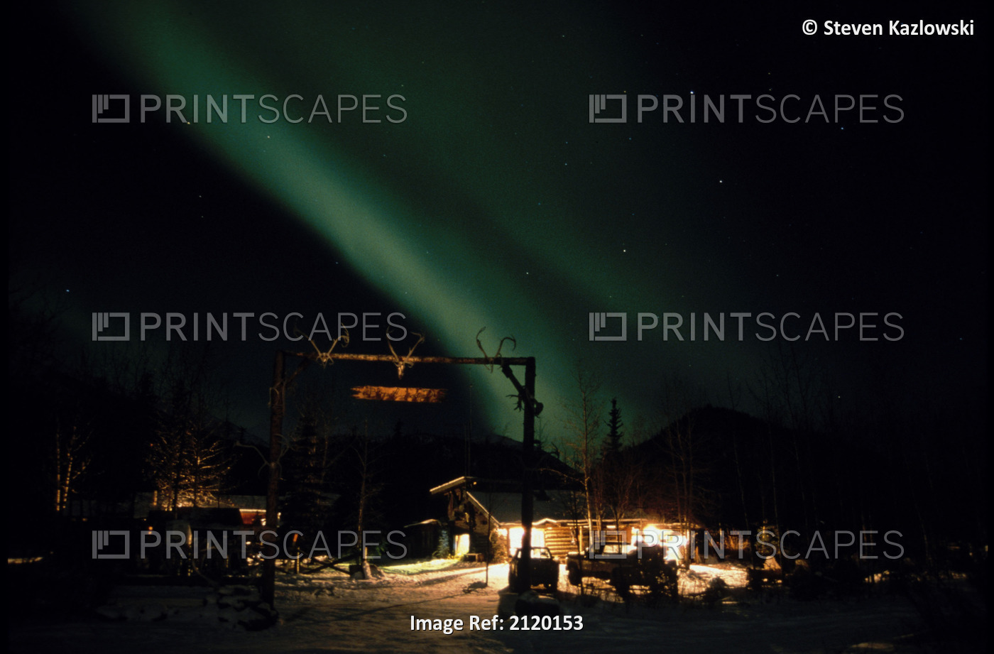Northern Lights Over Cabin At Wiseman Arctic Alaska