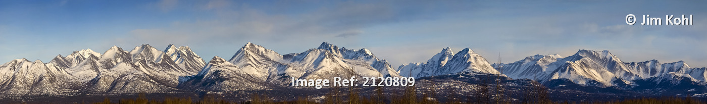 Panoramic View Of The Chugach Mountain Range Above Anchorage Alaska During ...