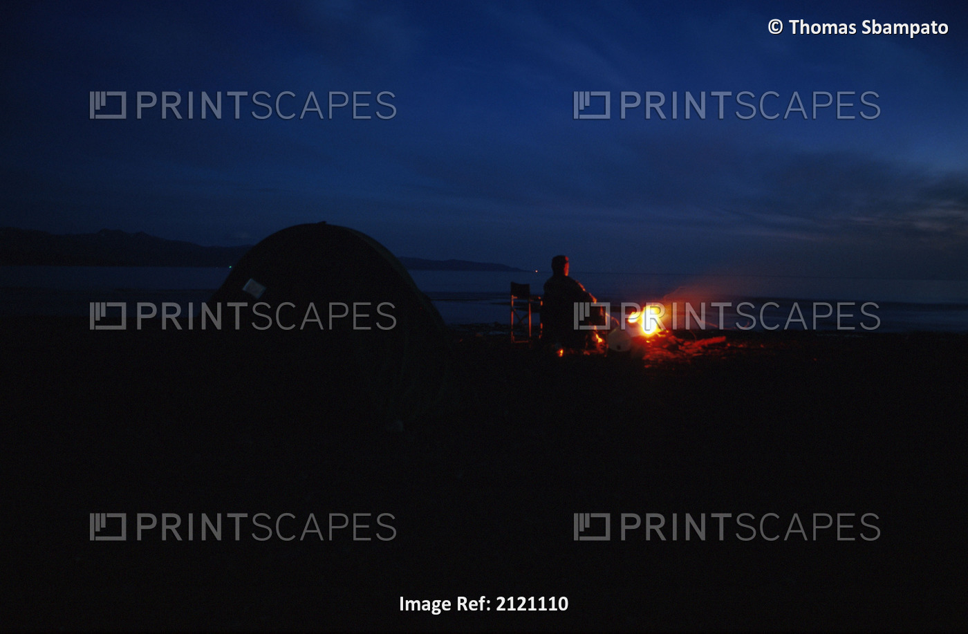 Man Camping On Homer Spit Kenai Peninsula Alaska
