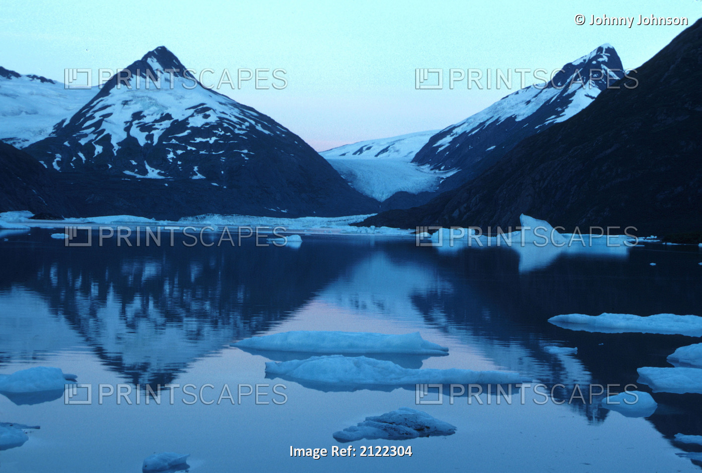 Portage Glacier & Lake W/ Icebergs Chugach Nf Sc Ak