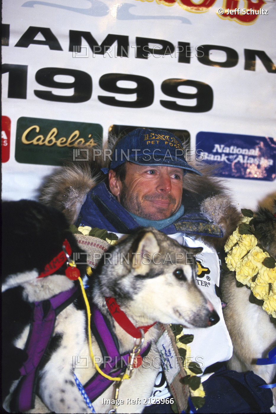 D Swingley W/ Lead Dogs @ Finish Nome Iditarod 99 Ak Winner