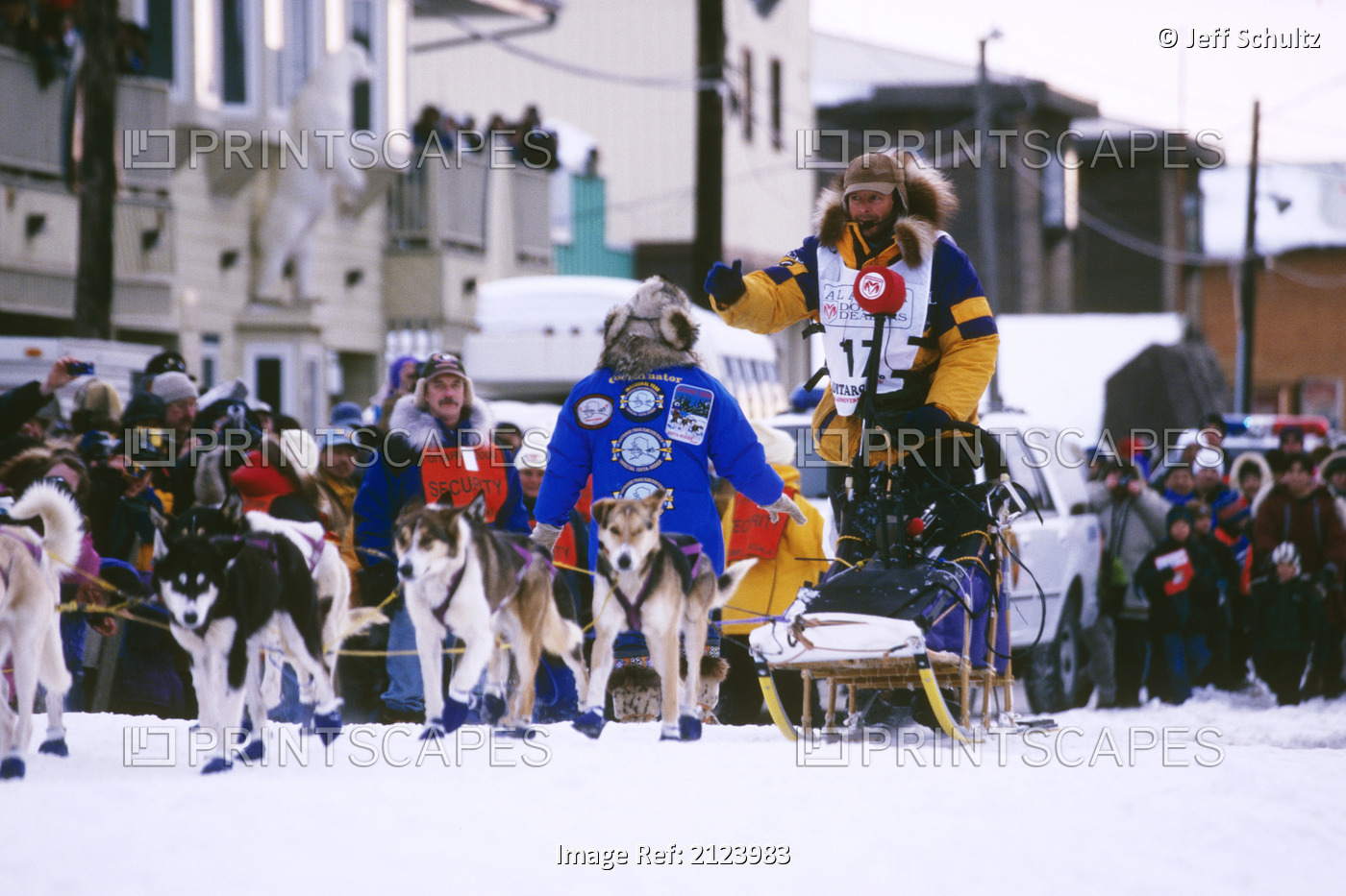 2000 Iditarod Sled Dog Champion Doug Swingley Arrvies At The Finish Chute In ...