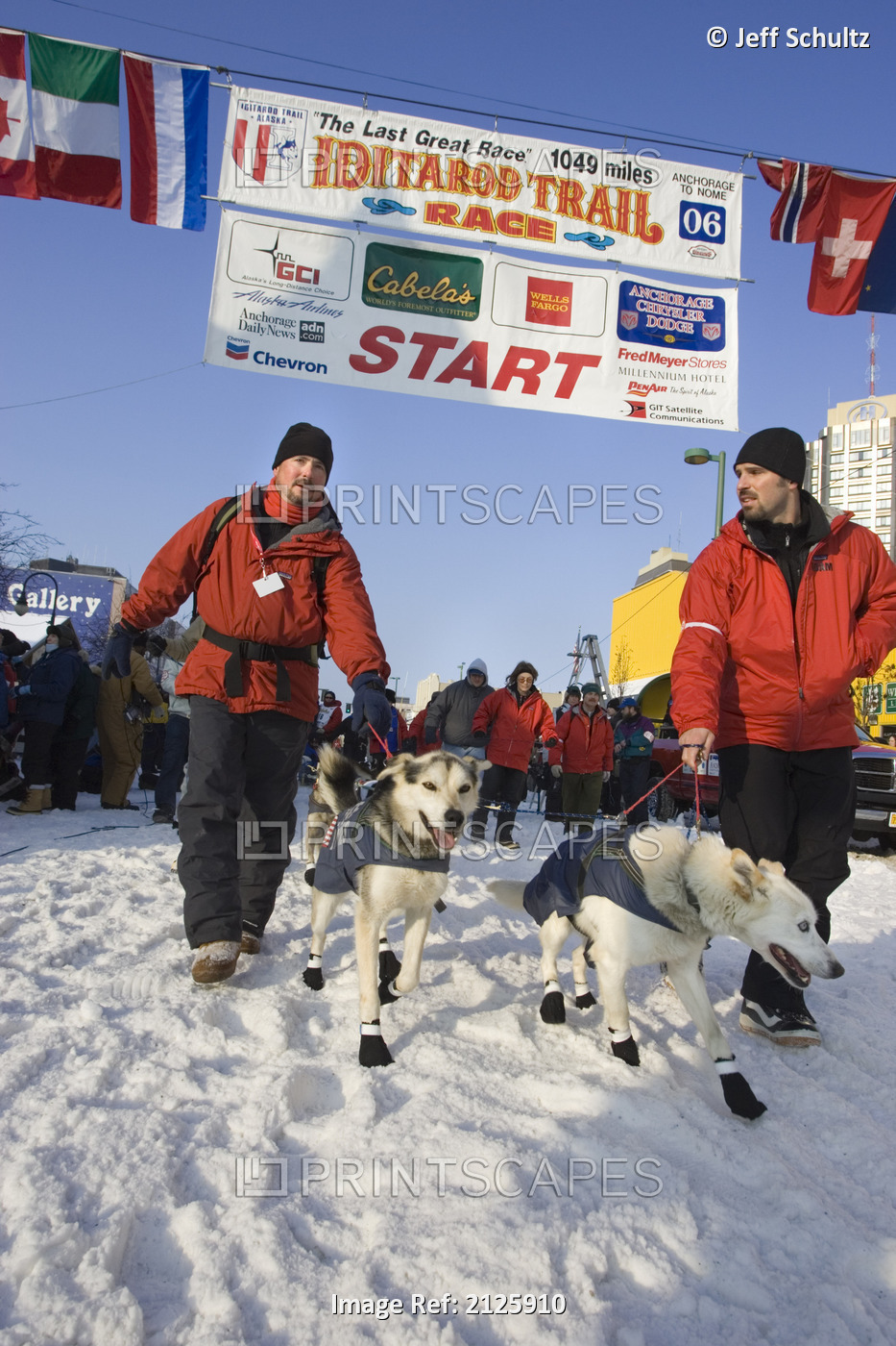 Handlers Lead Gerald Sousas Sled Dog Team To Start Line 2006 Iditarod ...