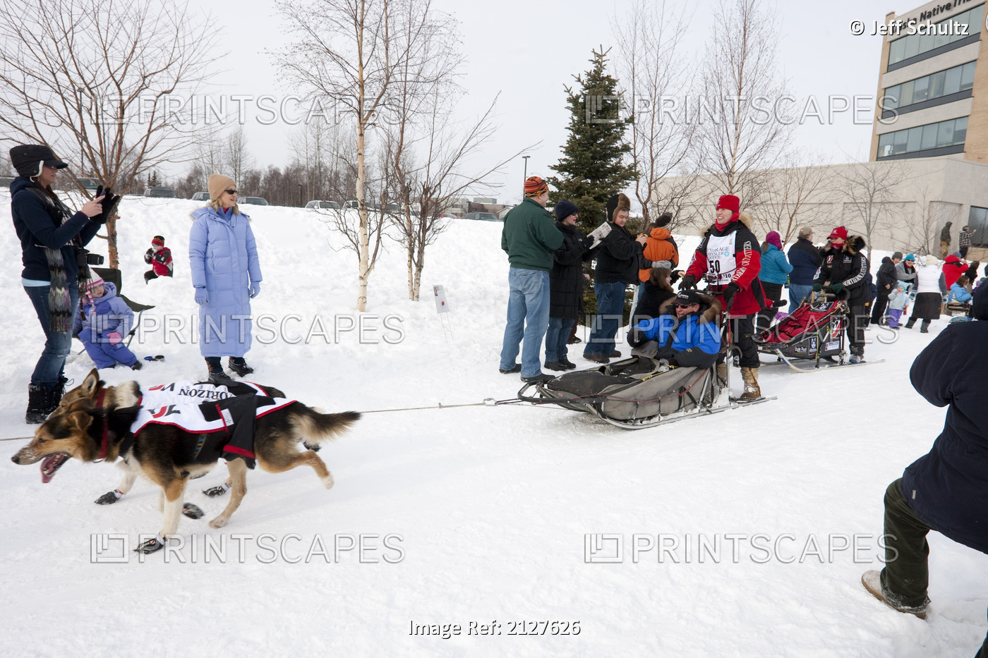 Aliy Zirkle Stops Her Team At Her Sponsor's, Horizon Lines, Annual Iditarod Hot ...
