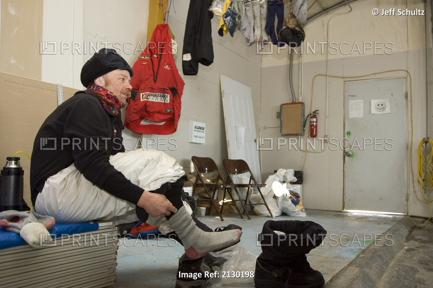 Mitch Seavey Takes Break To Change Socks In Elim Alaska During 2006 Iditarod ...
