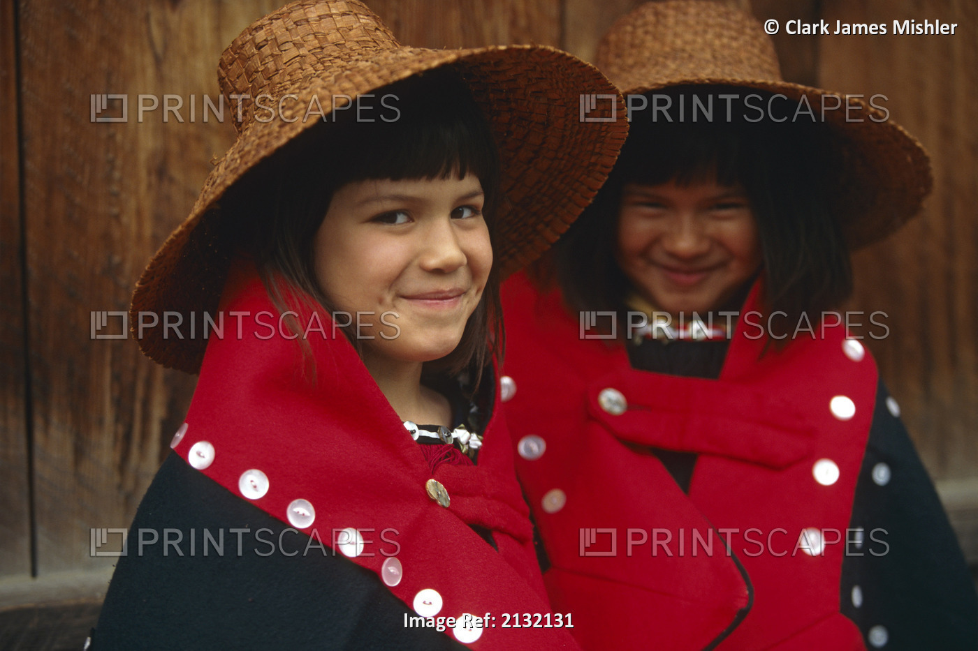 Native Girls In Cedar Hats & Button Blankets Saxman Se Ak