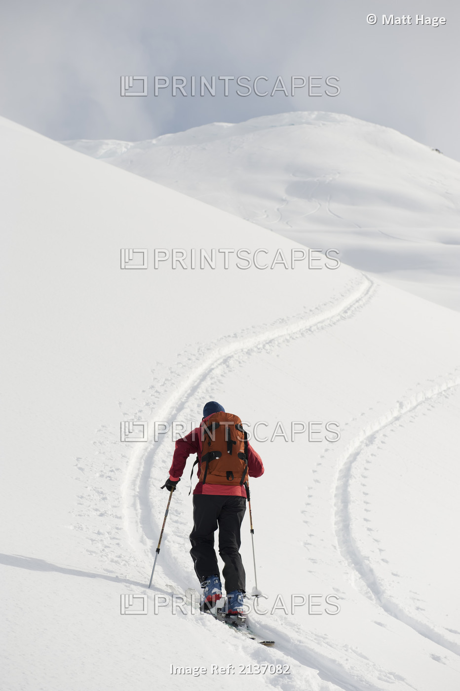 Woman Skier Backcountry Skiing In Pms Bowl In Turnagain Pass, Chugach National ...