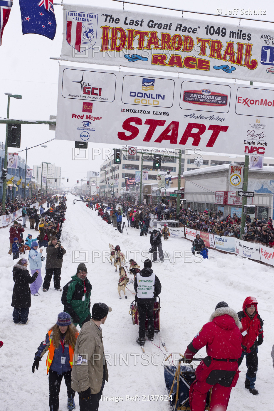 2012 Junior Iditarod Winner, Conway Seavey, Leaves The Start Line At Ceremonial ...