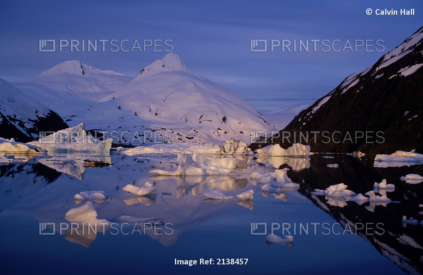 Icebergs In Portage Lake Bard Peak Chugach Mtns. Sc Winter