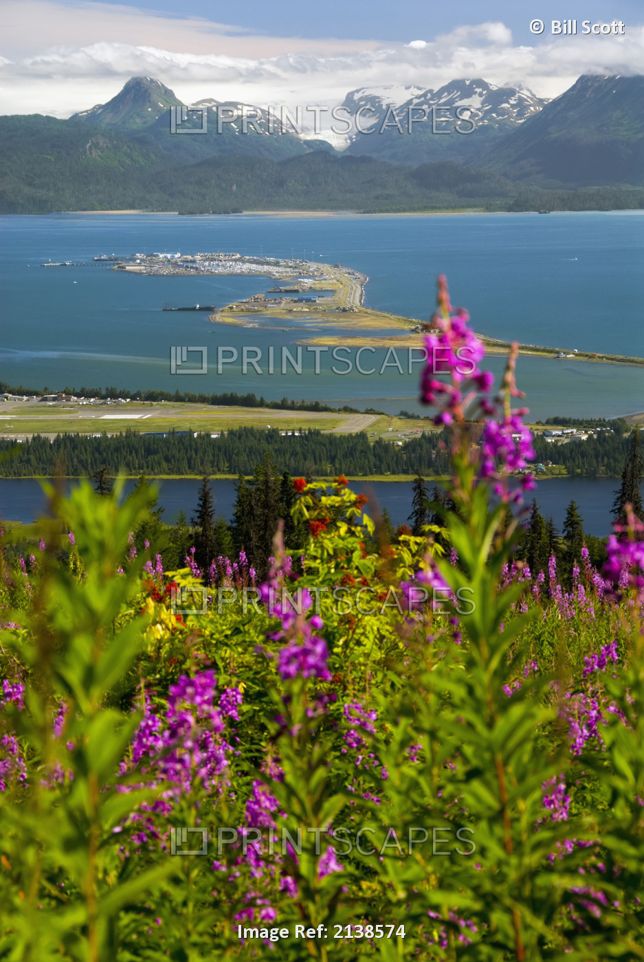 Scenic View Overlooking The Homer Spit, Kachemak Bay And The Kenai Mountains Of ...