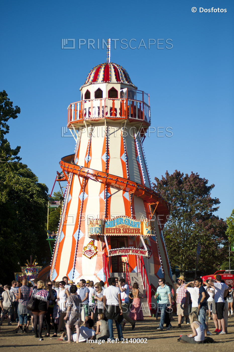 Fun Fair Tower At Lovebox Festival In Victoria Park, London, Uk
