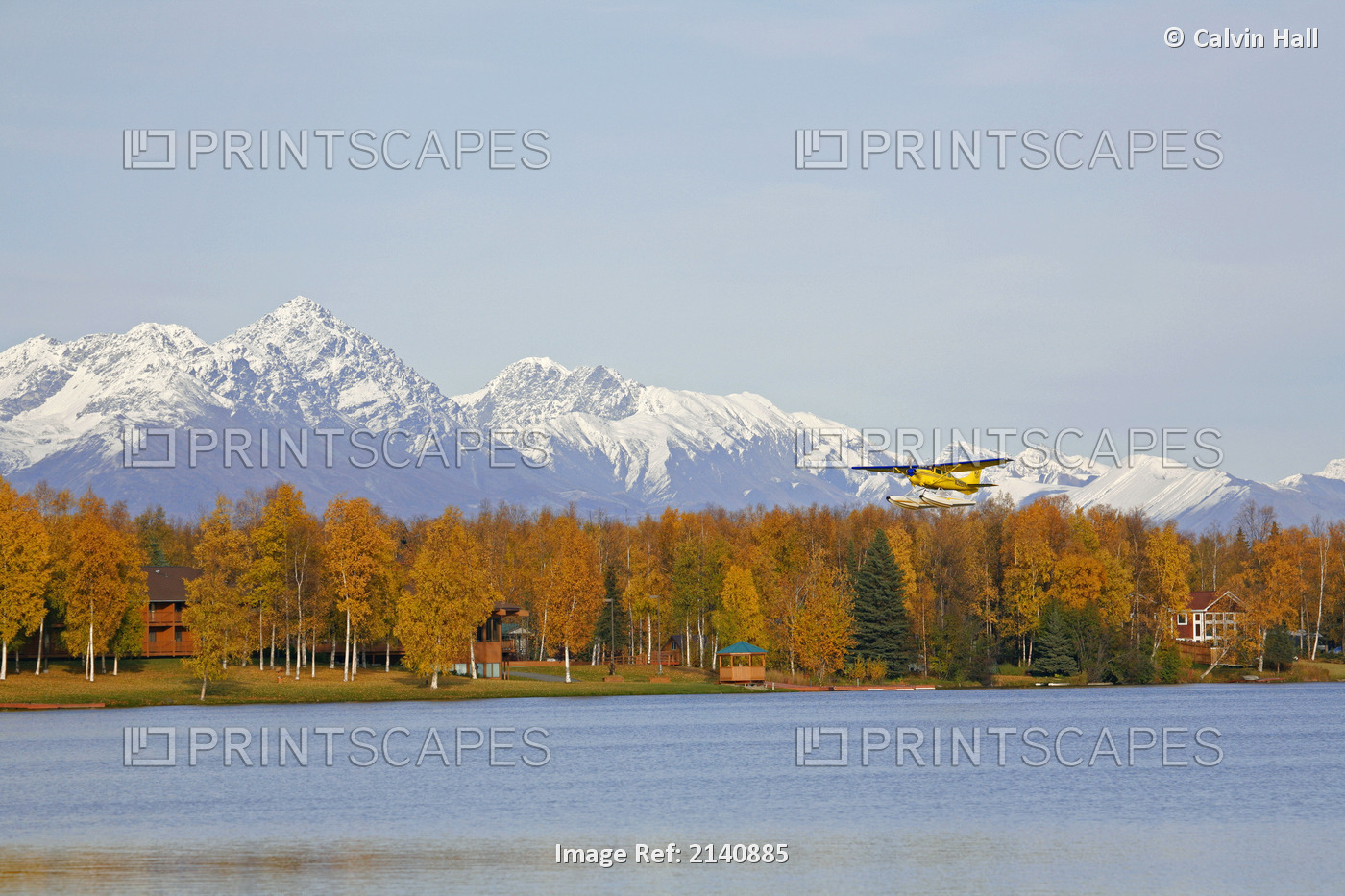 Float Plane Taking Off From Lake Lucille In Wasilla, Sc, Alaska