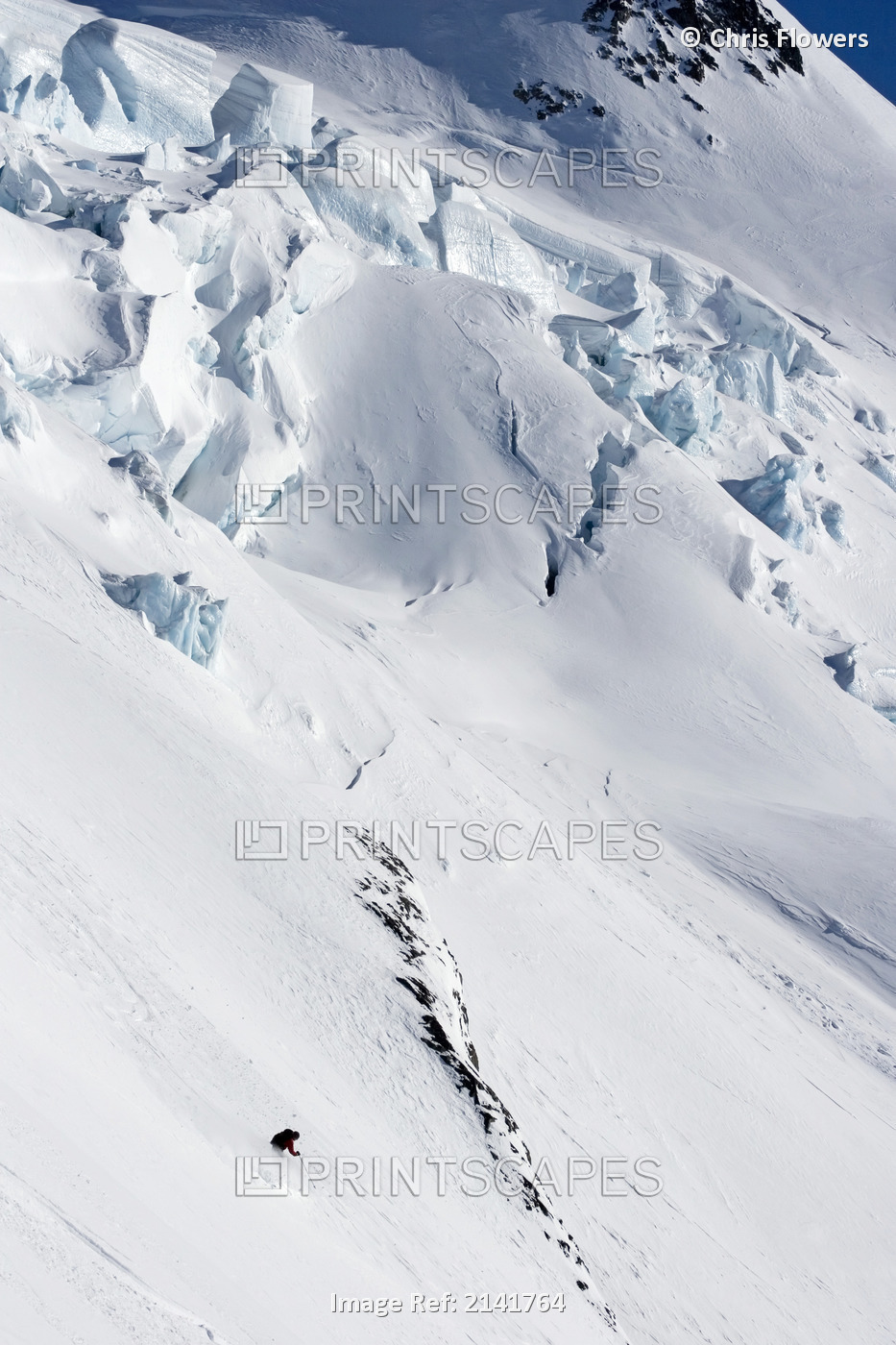 Backcountry Skier Skiing In The Chugach Mountains In Twentymile Valley, Alaska