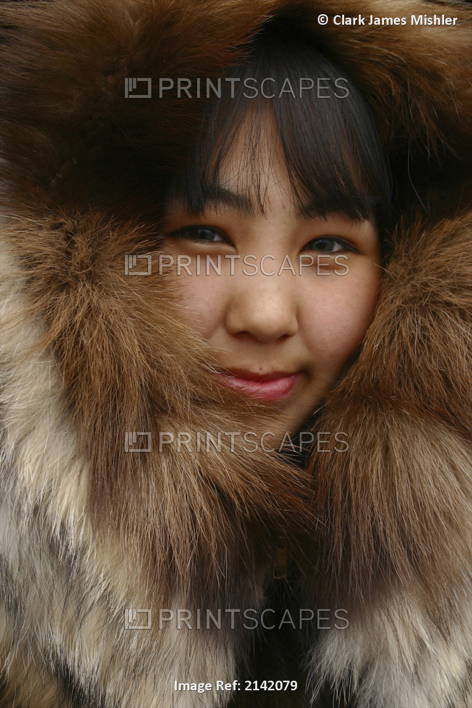 Portrait Of Yupik Native Alaskan Girl Near Kwethluk Alaska