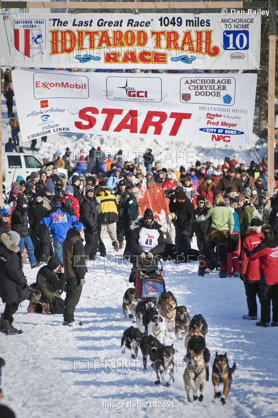 Lance Mackey Leaving The Start Line Of The 2010 Iditarod Re-Start In Willow, ...