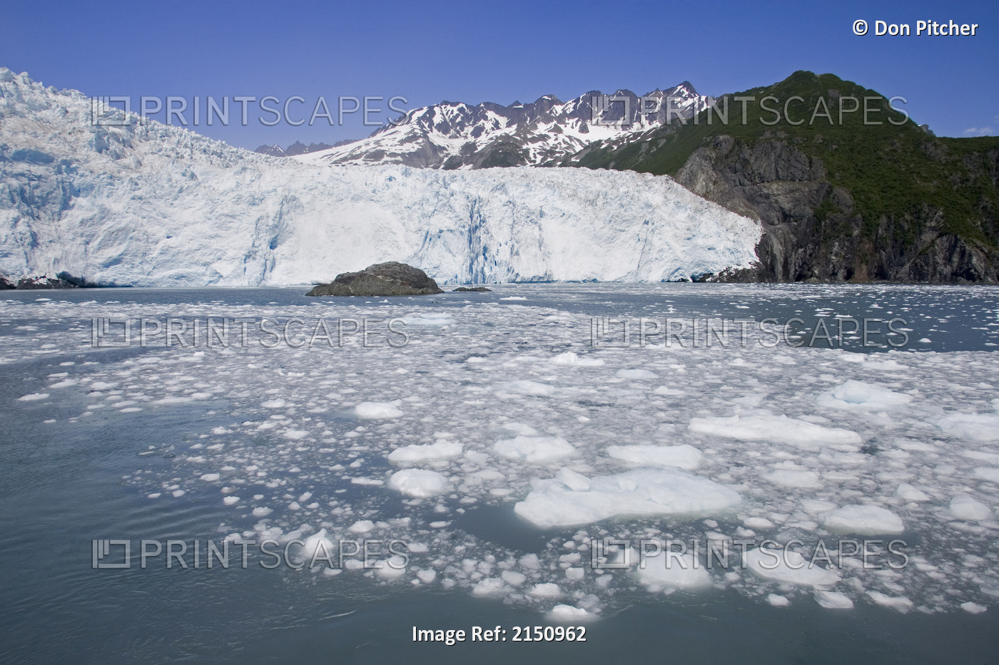 View Of Aialik Glacier W/Ice Floe In Foreground Kenai Fjords National Park ...