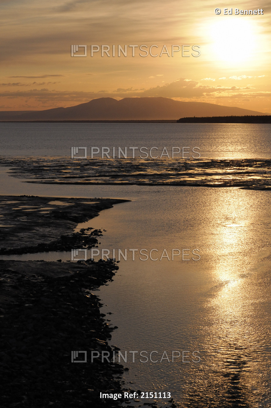 View Of The Sun Setting Over Mt. Susitna (Sleeping Lady) With Cook Inlet In The ...