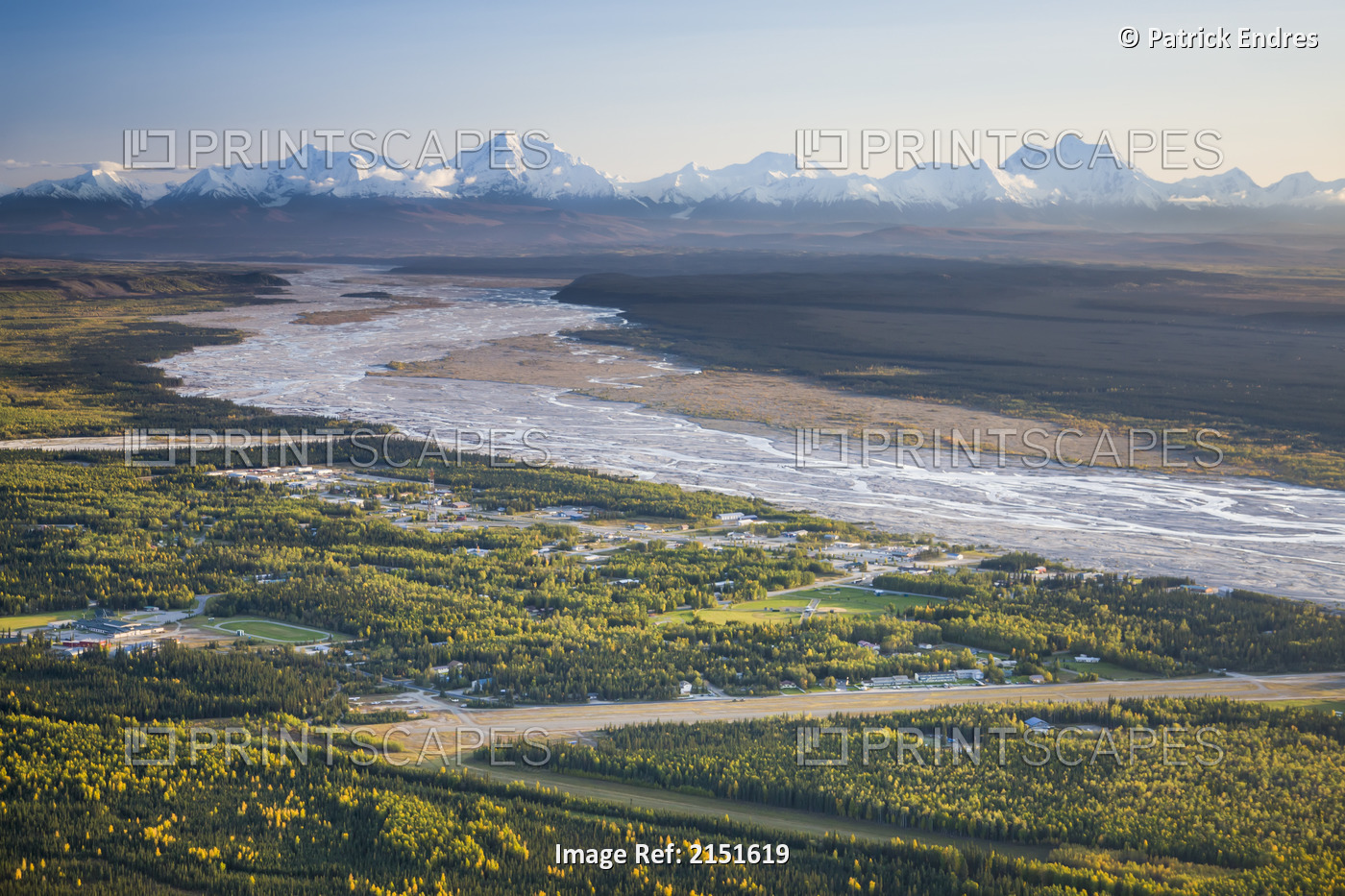 Aerial Of The Community Of Delta Junction Situated On The Big Delta River With ...