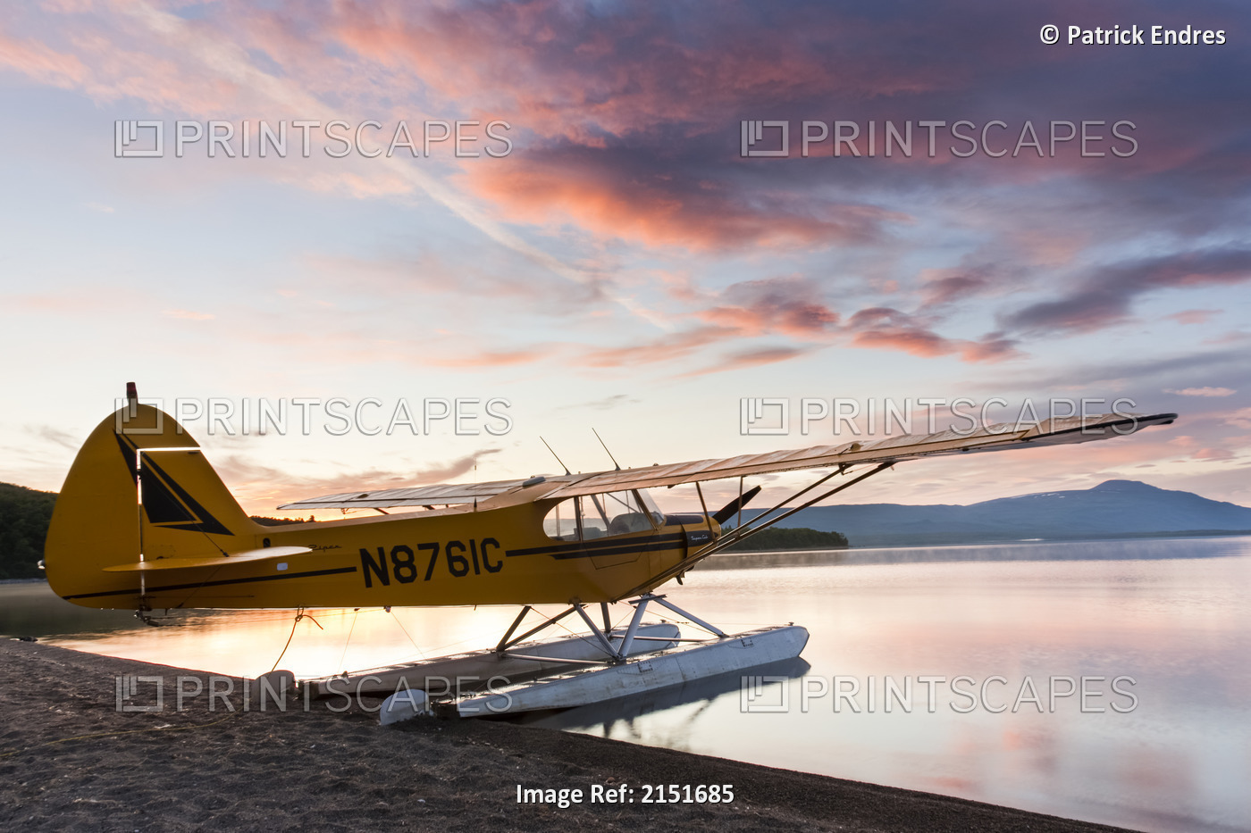 Morning Sunrise Over Naknek Lake And A Super Cub Bush Plane On Floats, Katmai ...