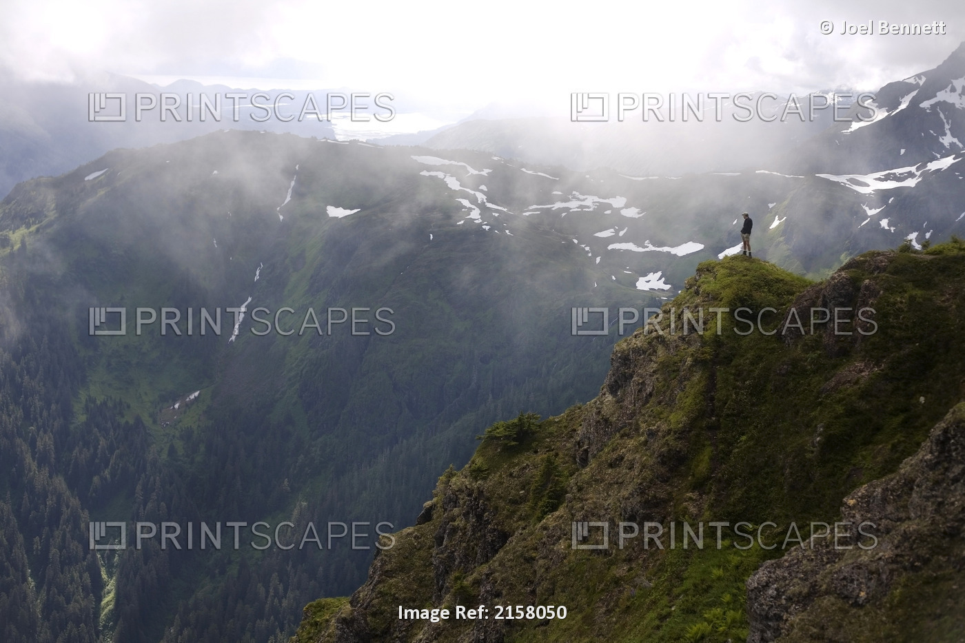 Hiker On Eagle Peak Promontory Admiralty Island Tongass National Forest ...