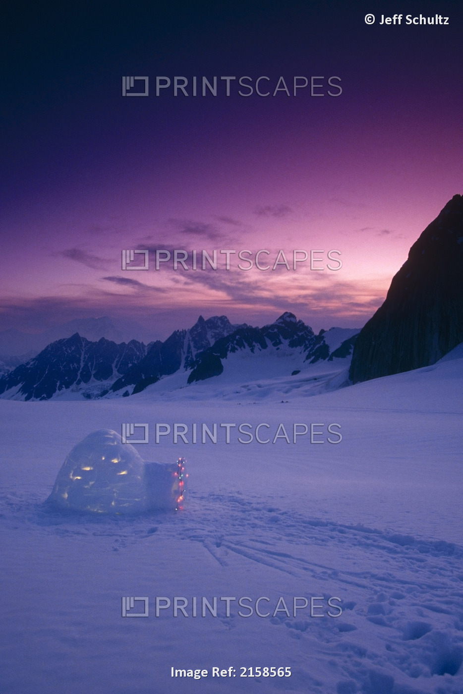 Alaska Range Mtns Igloo Christmas Lights Dawn Ak Interior Winter Scenic Snow ...