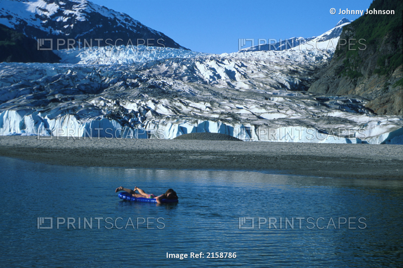 Woman On Raft Mendenhall Glacier Juneau Se Ak Summer