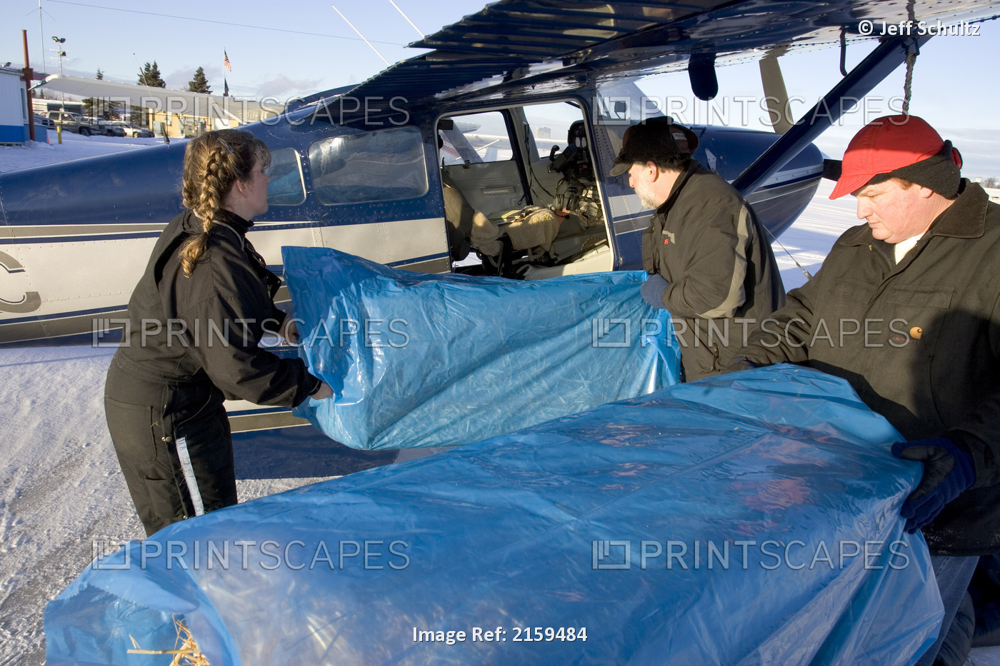 Volunteer Iditarod Airforce Pilots & Cargo Handlers Load Aircraft Merrill Field ...
