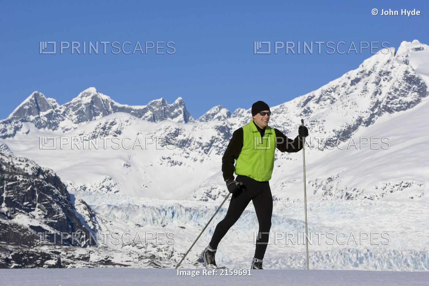 Nordic Skier Enjoying The Wide Open And Uncrowded Skiing In The Juneau Area, ...