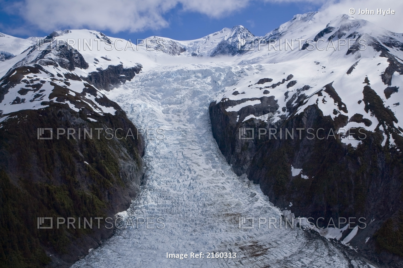 Aerial View Of The Hanging Glacier, La Perouse Glacier, On The Fairweather ...