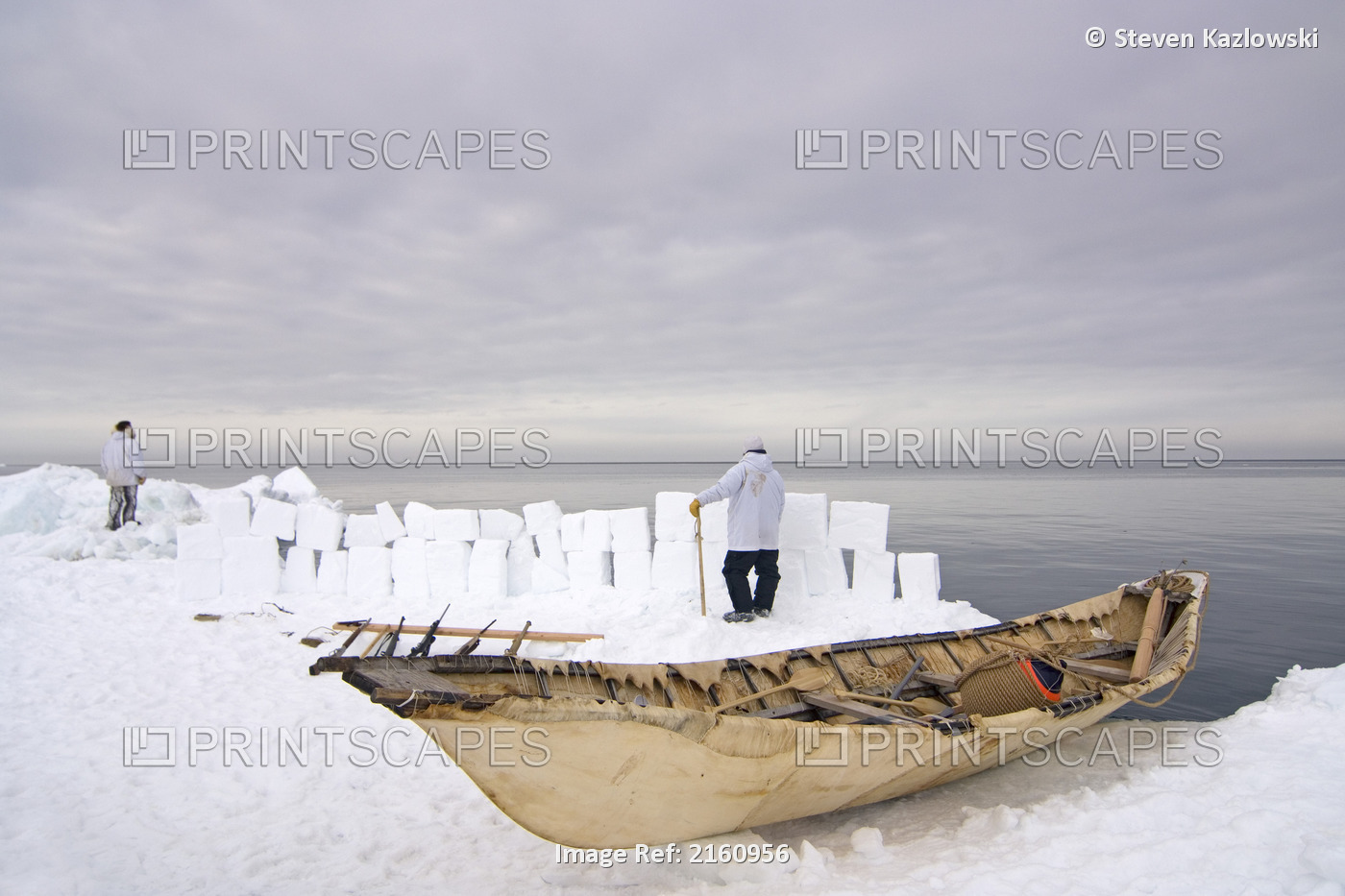 Inupiaq Whalers Wait Behind An Ice Wall At The Edge Of The Chukchi Sea As They ...