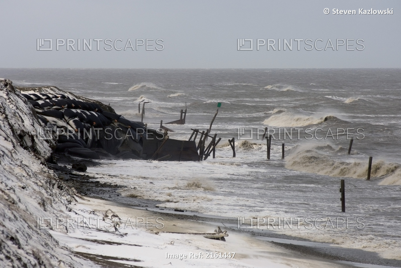 Coastal Erosion Washes Away Sand Bags Used By A Government *Distant Early ...