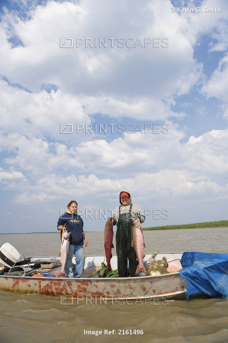 Native Yupik Eskimo Father & Daughter Subsistence Drift Netting For Salmon ...