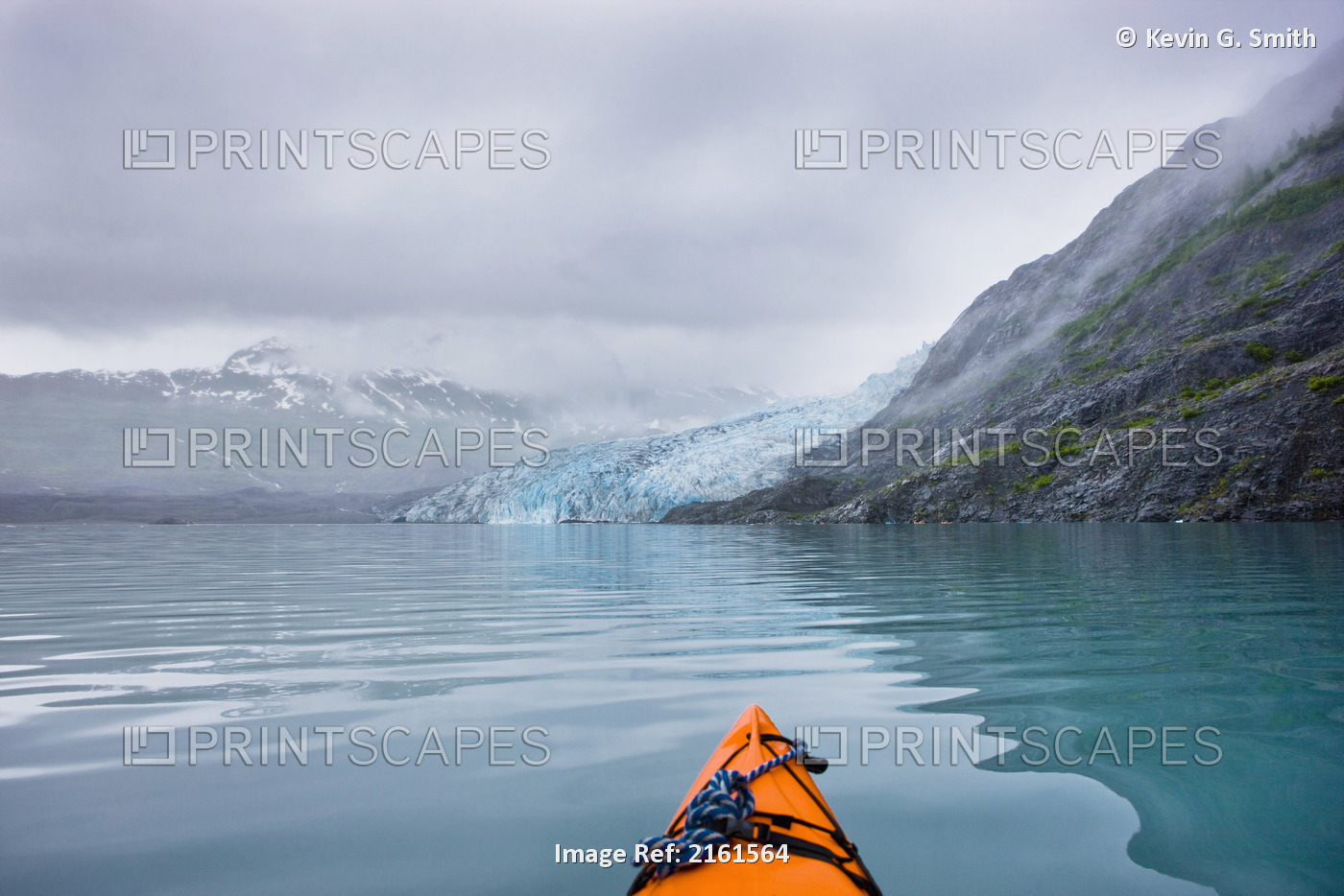 View Of Shoup Glacier From A Kayak, Prince William Sound, Southcentral Alaska, ...