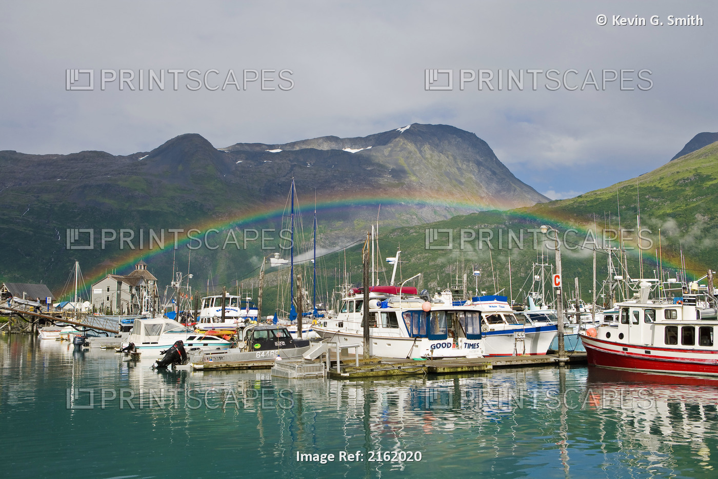Rainbow Over The Whittier Boat Harbor During Summer In Southcentral Alaska