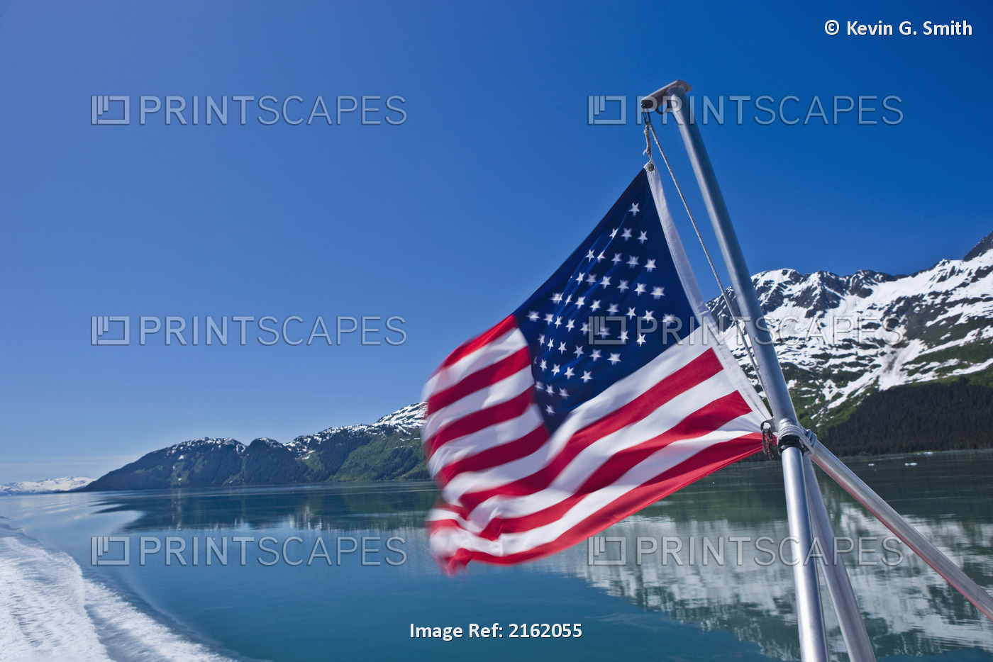 View Of Prince Wiliam Sound And The American Flag Flown From The Deck Of The ...