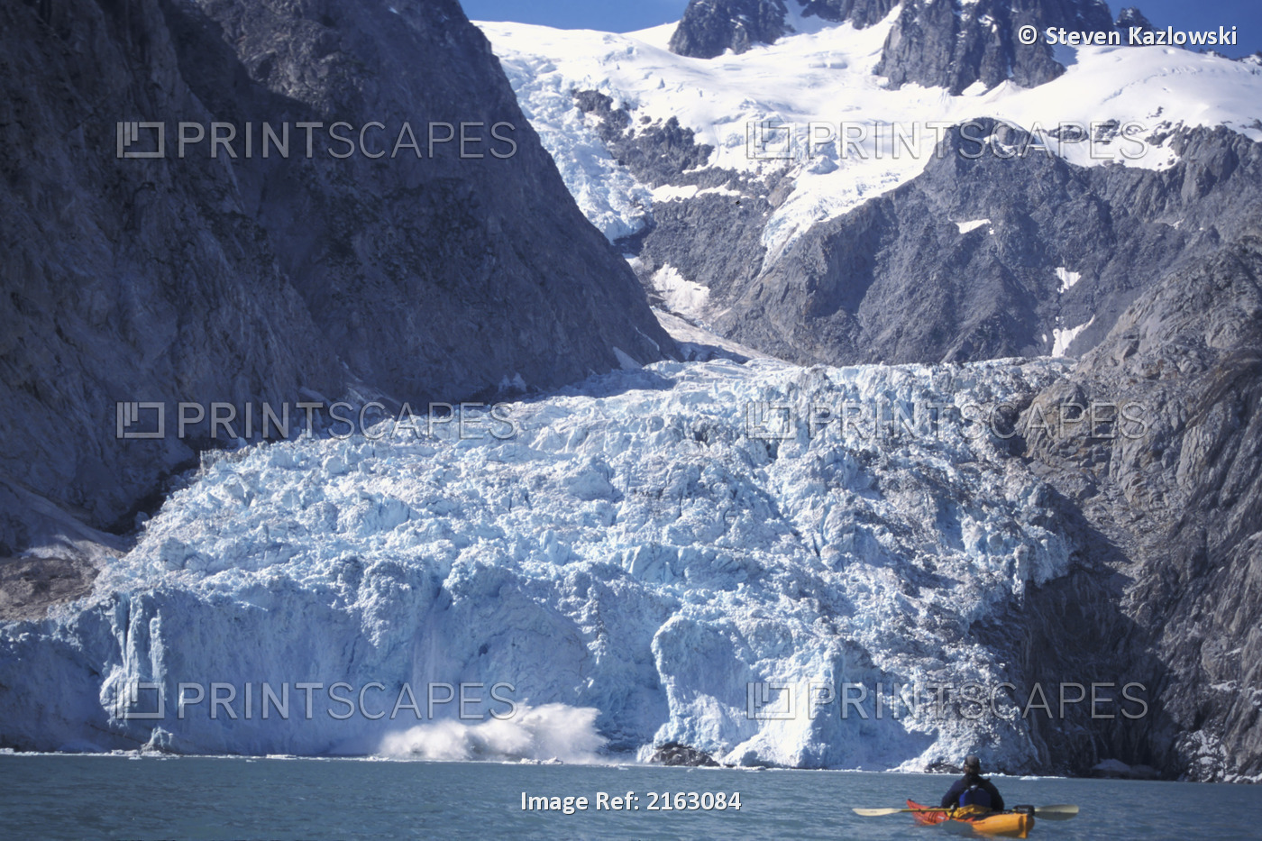 Person Kayaking Near Northwestern Glacier Kp Ak Summer /Nkenai Fjords Np