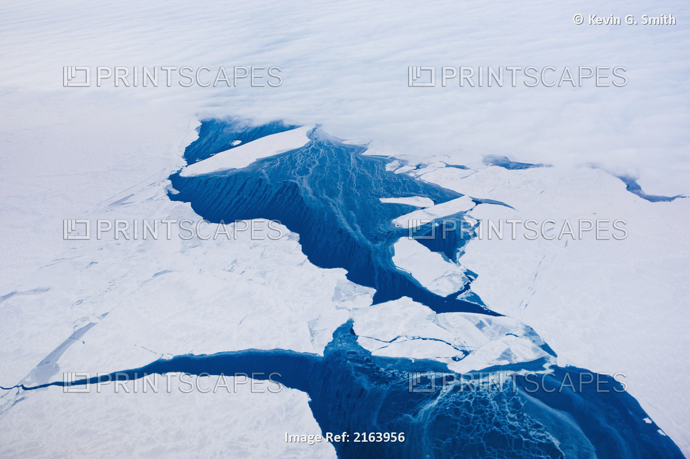 Aerial View Of Sea Ice Off The Seward Peninsula During Winter In Arctic Alaska