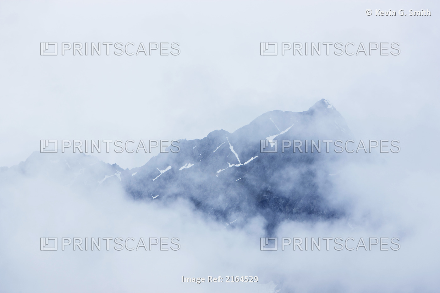 Fog Shrouds Peaks Of The Chugach Mountains Above Shoup Glacier, Shoup Bay State ...