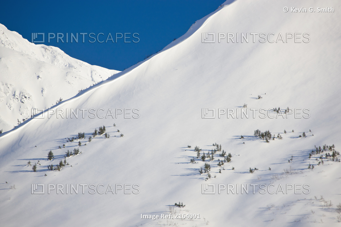 Snow Covered Mountain Detail, Kenai Mountains On The Kenai Peninsula, Chugach ...
