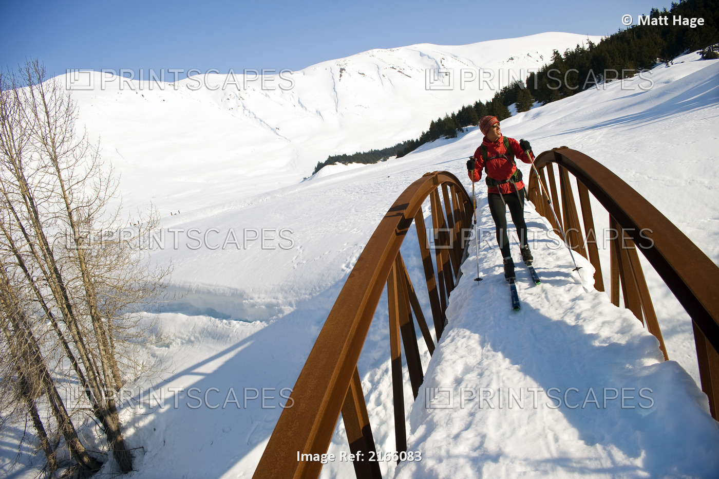 Female Skier Tours The Center Ridge Area In Turnagain Pass Of Chugach National ...