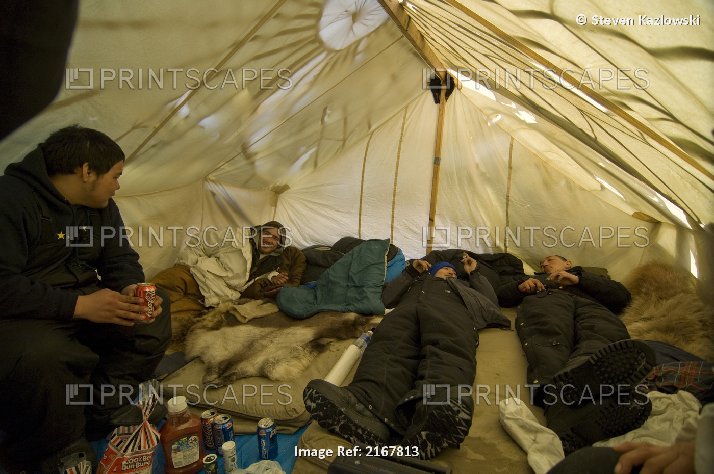 Inupiaq Whalers Rest In A Tent On The Pack Ice During Spring Whaling Season, ...