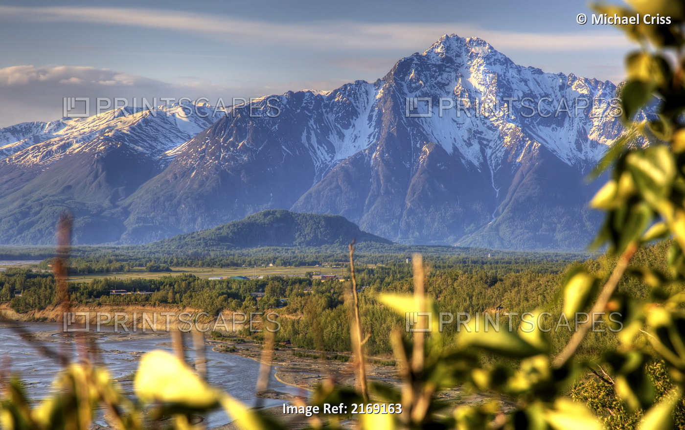 Scenic View Of Pioneer Peak Near Palmer, Southcentral, Alaska, Summer, Hdr Image